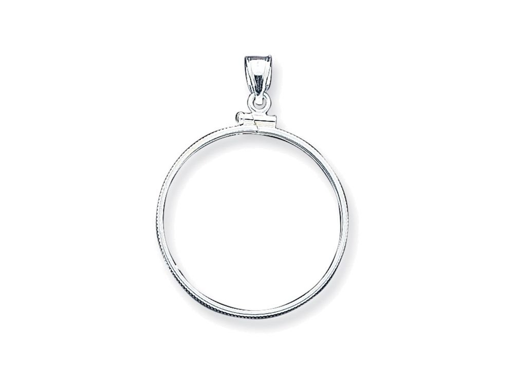 FJC Finejewelers Sterling Silver 30.5 X 2.1mm $0.50 Plain Coin Bezel Pendant Necklace Chain Included