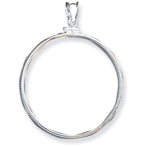 FJC Finejewelers Sterling Silver 39.4 X 3.1mm 1 Oz. Silver Town Plain Coin Bezel Pendant Necklace Chain Included