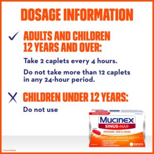 Mucinex Sinus-Max Pressure, Pain & Cough Max Strength-Sinus Pressure, Congestion & Headache Relief, Expectorant & Decongestant w/ Acetaminophen, Guaifenesin & Phenylephrine, 20 Count (Pack of 2)