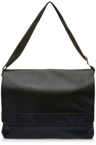 kenneth cole reaction grand central pebbled vegan leather slim messenger bag crossbody tablet case, black laptop