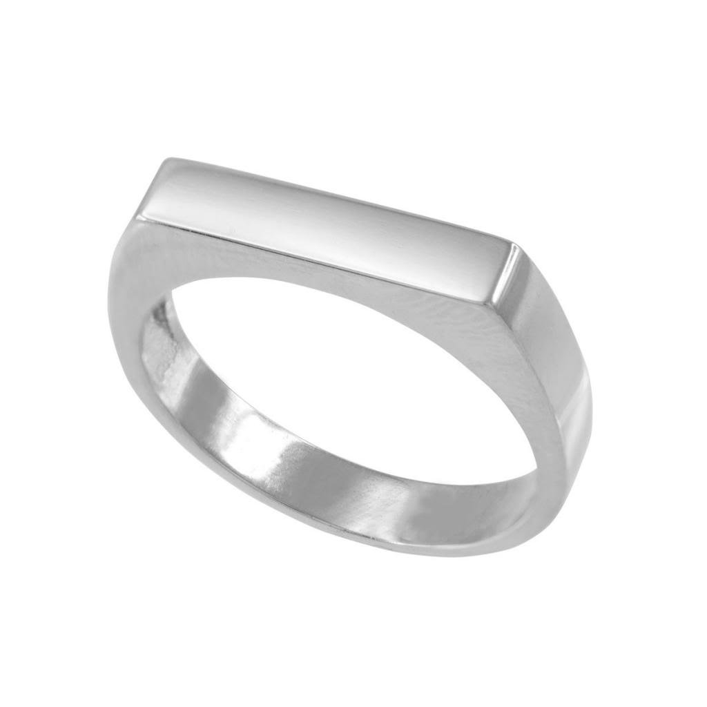 Modern Contemporary Rings Stackable 925 Sterling Silver Custom Engravable Flat Top Signet Ring (Size 8.5)