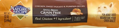 Nature’s Recipe Grain Free Small Breed Chicken, Sweet Potato & Pumpkin Recipe Dry Dog Food, 12 lb. Bag