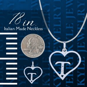 Arbach’s Icy Jewelry - Sterling Silver Box Chain Personalized Diamond Pendant Statement Necklace - Heart & Letter T