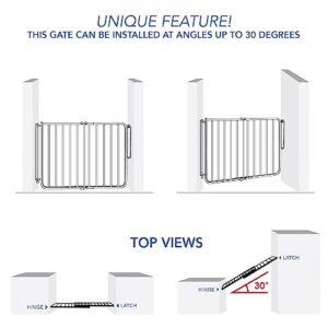 Cardinal Gates SS30OD Outdoor Baby Gate for Stairs - Adjustable Outdoor Dog Gate - Aluminum Safety Gate for Kids & Pets - Can be Installed at Angles - 27 to 42.5 Inches Wide - Black