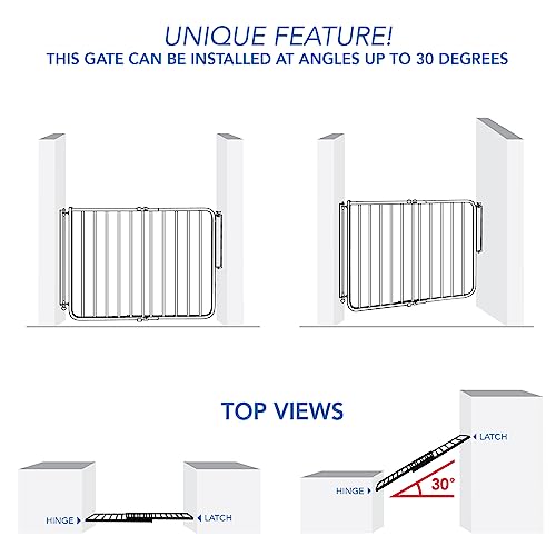 Cardinal Gates SS30OD Outdoor Baby Gate for Stairs - Adjustable Outdoor Dog Gate - Aluminum Safety Gate for Kids & Pets - Can be Installed at Angles - 27 to 42.5 Inches Wide - Black