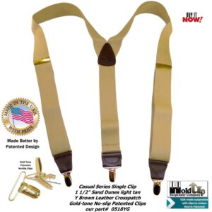 Hold-Up Suspender Company Casual Series Sand Dunes YG Suspenders for Men In the Traditional Y-Back Style with USANo-Slip Clips