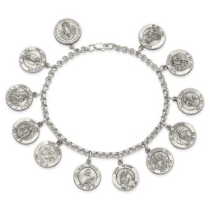 FJC Finejewelers Sterling Silver 12 Saints Bracelet