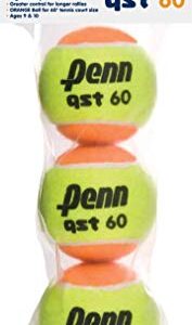 Penn QST 60 Tennis Balls - Youth Felt Orange Dot Tennis Balls for Beginners - 3 Ball Polybag