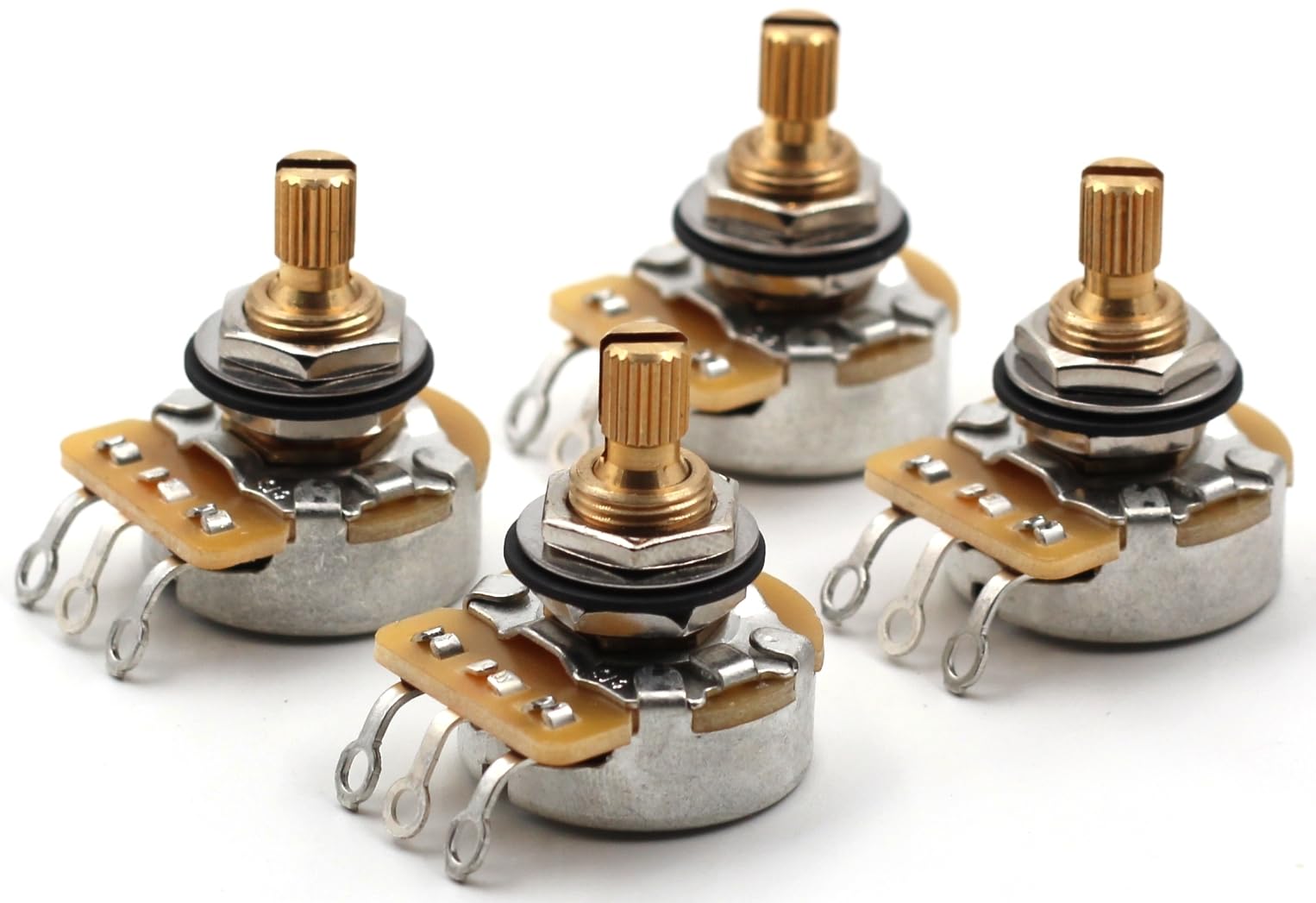 CTS 500k pot, 500k potentiometer guitar potentiometer for volume and tone, short Split Shaft Audio Taper Pots - Set of Four (4X) - 10% Tolerance - TAOT The Art Of Tone