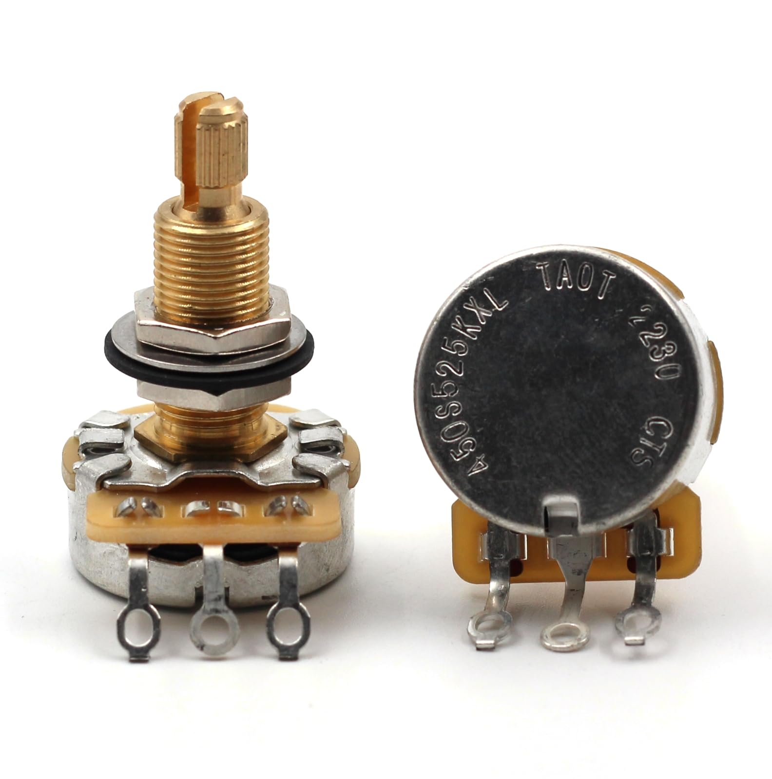 Set of 4 (4X) CTS Custom 450S 525K LONG Split Shaft Audio Taper Potentiometers - 450G