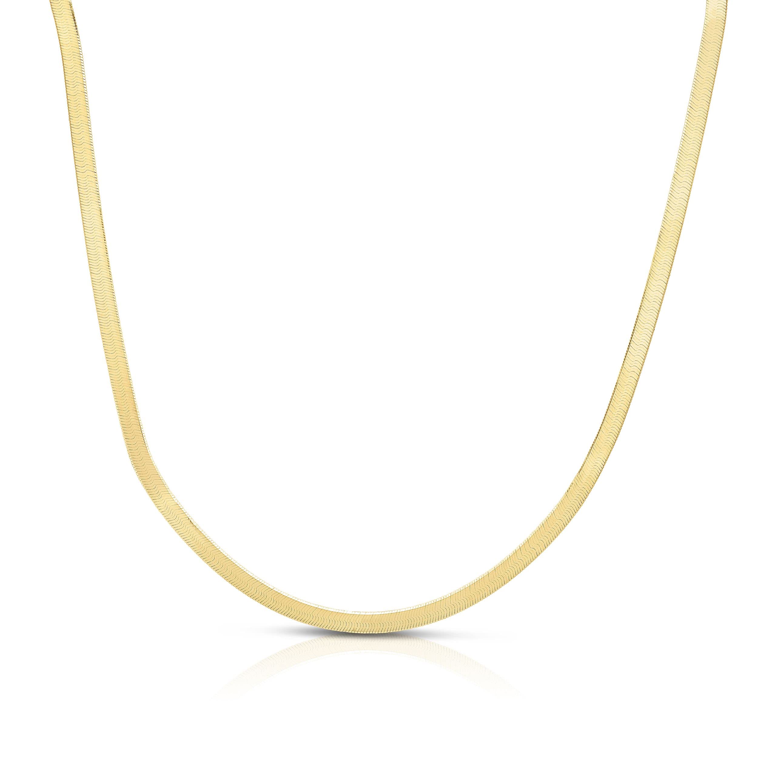 Floreo 10k Yellow Gold 3mm Silky Herringbone Chain Necklace - 18 inch