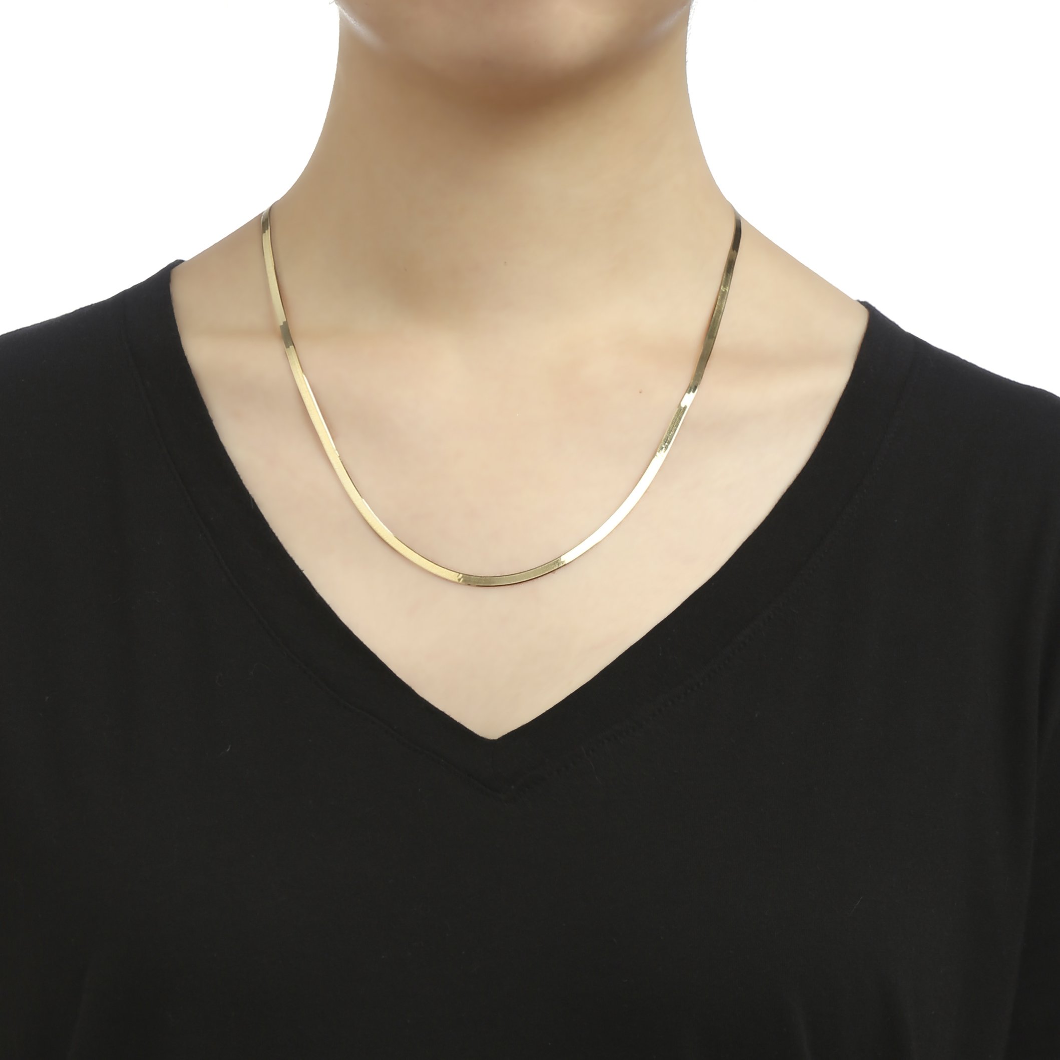 Floreo 10k Yellow Gold 3mm Silky Herringbone Chain Necklace - 18 inch