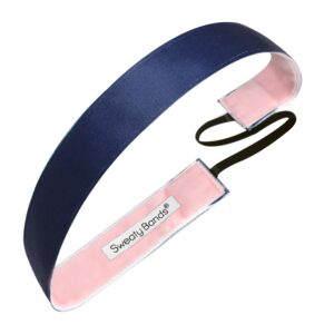 Sweaty Bands Womens Girls Headband - Non-Slip Velvet-Lined Exercise Hairband - Wicked Navy