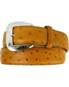 tony lama men's ostrich print leather belt reg and big cognac 40