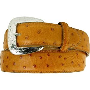 Tony Lama Men's Ostrich Print Leather Belt Reg and Big Cognac 40