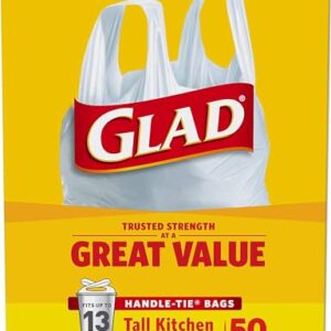 Glad 13 Gal. Tall Kitchen Handle-Tie Bags 50 ct (Pack of 4)