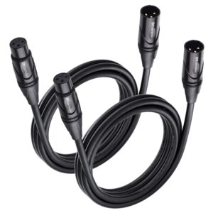 Cable Matters 2-Pack Premium XLR to XLR Cables, XLR Microphone Cable 6 Feet, Oxygen-Free Copper (OFC) XLR Male to Female Cord, Mic Cord, XLR Speaker Cables, Black