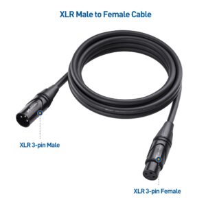 Cable Matters 2-Pack Premium XLR to XLR Cables, XLR Microphone Cable 6 Feet, Oxygen-Free Copper (OFC) XLR Male to Female Cord, Mic Cord, XLR Speaker Cables, Black