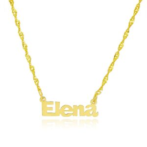 win jewelry 14k yellow gold personalized name necklace - style 14 (16 inches, singapore chain)