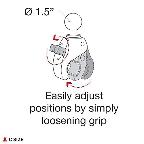 RAM Mounts RAP-404U Tough-Claw Medium Clamp Ball Base with C Size 1.5" Ball for Rails 1" to 1.6"