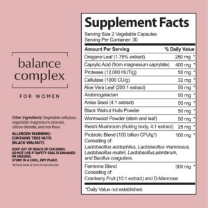 Balance Complex 17-in-1 Vaginal Health 100 Billion Probiotics for Women pH Balance with Cranberry & D-Mannose | Promote Urinary Tract Health for Vaginal Odor & Vaginal Flora, 60 Capsules