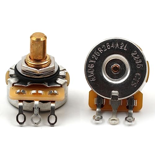 CTS 250k Pots for Guitars, Basses, Solid Shaft, 450g, The Art of Tone 10% Audio taper guitar Potentiometers, 2x (Pair)