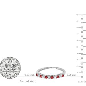 Dazzlingrock Collection Round Alternate Ruby & White Diamond Vintage Style Stackable Wedding Band for Her in 14K White Gold Size 6