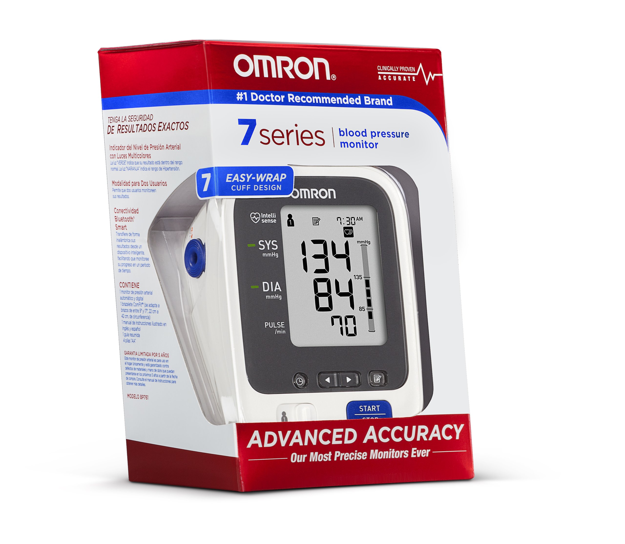 Omron 7 Series Upper Arm Blood Pressure Monitor; 2-User, 120-Reading Memory, Wide-Range Comfit Cuff, BP Indicator LEDs by Omron (BP760N)