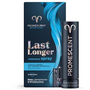 promescent desensitizing delay spray for men clinically proven to help you last longer in bed - better maximized sensation + prolonged climax for him,7.4ml