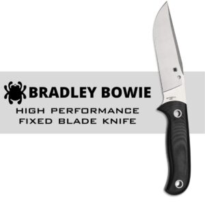 Spyderco Bradley Bowie Fixed Blade Knife - Black G-10 Handle with PlainEdge, Full-Flat Grind, PSF27 Steel Blade - Includes Boltaron Sheath - FB33GP