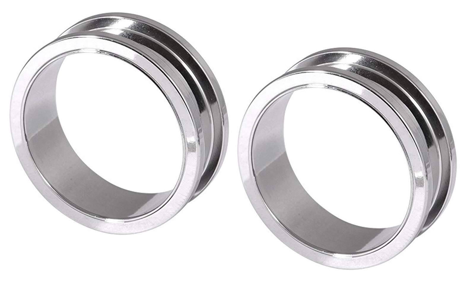 Zaya Body Jewelry PAIR of Steel Screw Ear Stretching Tunnels Gauges Plugs 28mm 30mm 32mm 35mm 47mm 2 inches (35mm 1 3/8")