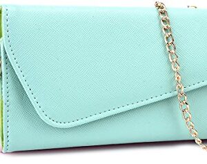 Kroo Clutch Wallet with Wristlet and Crossbody Strap for Smartphones or Phablets up to 5.7 Inch - Carrying Case - Frustration-Free Packaging - Teal and Pink