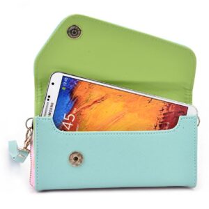 Kroo Clutch Wallet with Wristlet and Crossbody Strap for Smartphones or Phablets up to 5.7 Inch - Carrying Case - Frustration-Free Packaging - Teal and Pink