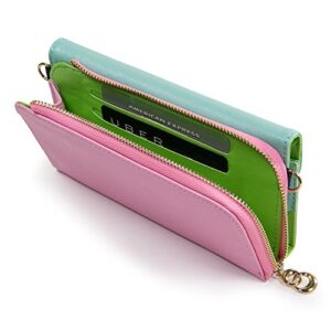 Kroo Clutch Wallet with Wristlet and Crossbody Strap for Smartphones or Phablets up to 5.7 Inch - Carrying Case - Frustration-Free Packaging - Teal and Pink