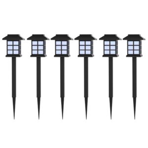 6-Piece Solar Outdoor Lights Set - Weather-Resistant Outdoor Lighting for Path, Landscaping, and Driveway - LED Light Fixtures by Pure Garden (Black)