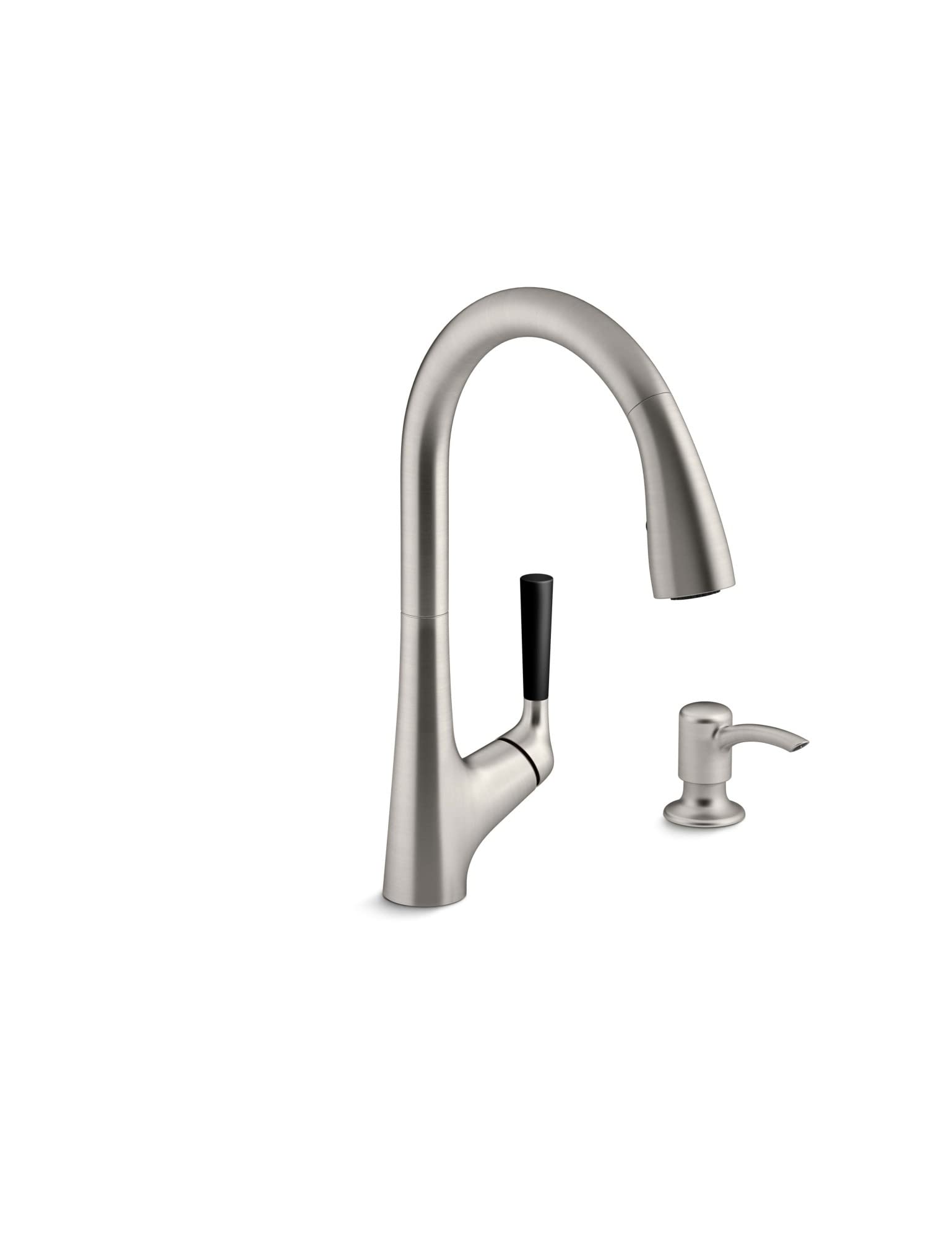 Kohler K-R562-SD-VS Malleco Pull-down Kitchen Sink Faucet with Soap/Lotion Dispenser, Vibrant Stainless