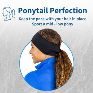 TrailHeads Women’s Ponytail Headband | Moisture Wicking Ear Band | The Power Running Headband - black One Size