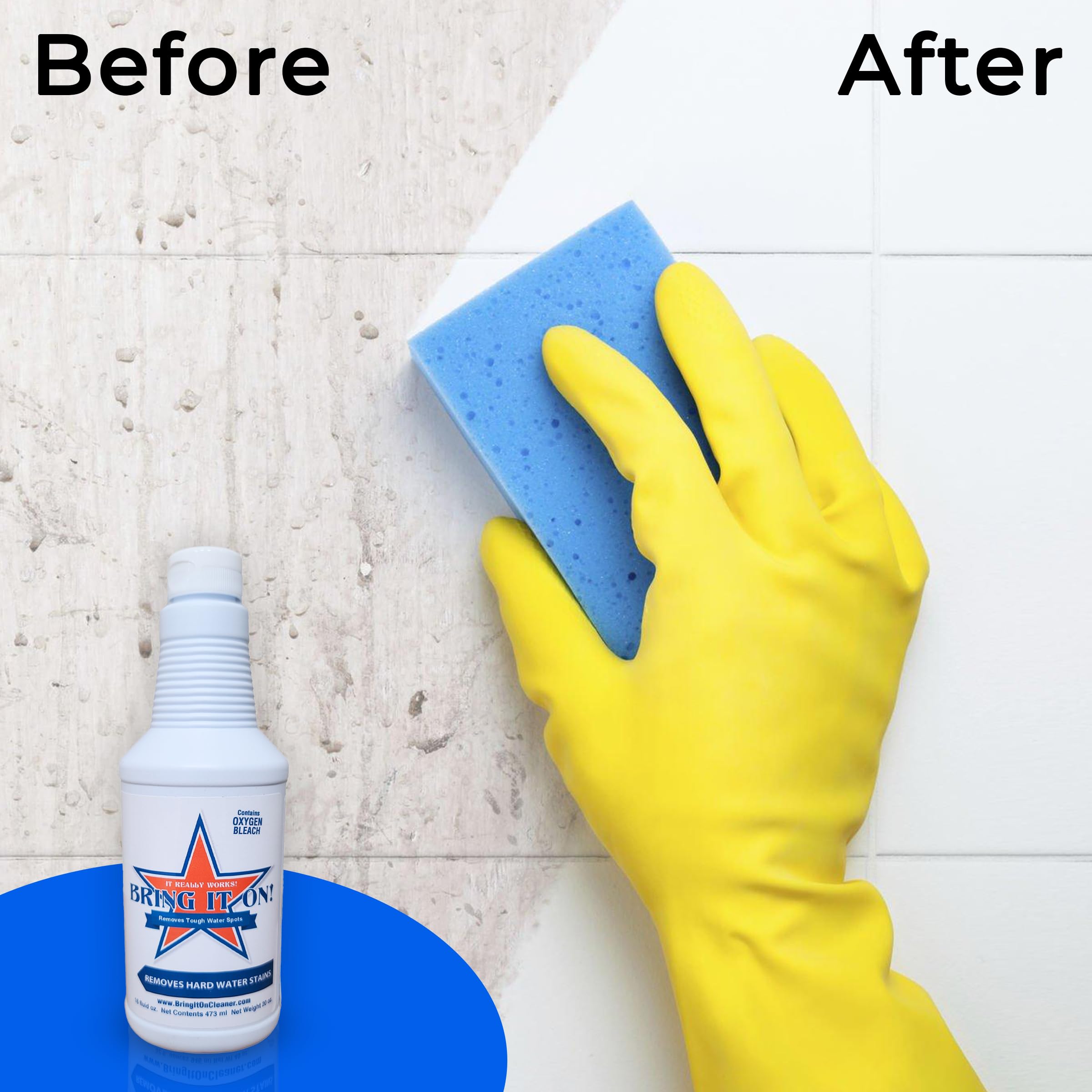 Grout Cleaner, Hard Water Stain Remover, Remove Spots on Shower Door, Clean Tile, Fiberglass, Windows, Grout Lines Bring It On Cleaner 16 Ounce