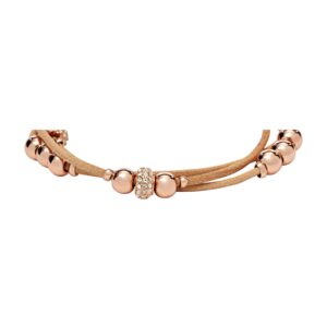 Fossil Women's Leather Bracelet, Color: Rose Gold/Tan (Model: JA6539791)