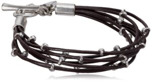 lucky brand silver leather bracelet