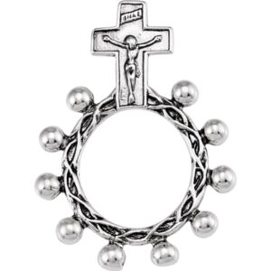 bonyak jewelry sterling silver rosary ring - size 7