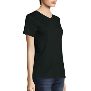 Hanes Sport V-Neck T-Shirt, CoolDRI Short Sleeve Tee for Women, Moisture-Wicking, Black, Medium