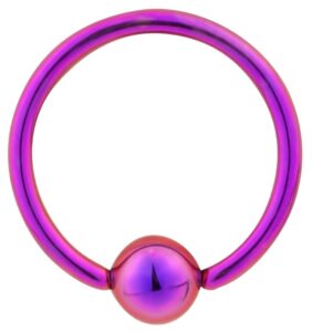 forbidden body jewelry purple ip plated captive bead hoop ring surgical steel cbr 14g 1/2 inch