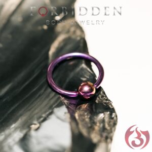 Forbidden Body Jewelry Purple IP Plated Captive Bead Hoop Ring Surgical Steel CBR 14G 1/2 Inch