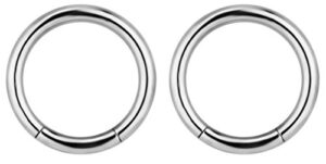 pair of 2 rings: 14g 7/16 inch surgical steel seamless segment hoop rings