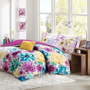 Intelligent Design Comforter Set Vibrant Floral Design, Teen Bedding for Girls Bedroom, Mathcing Sham, Decorative Pillow, Full/Queen, Olivia, Blue