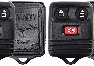 KeylessOption Just The Case Keyless Entry Remote Key Fob Shell Replacement - Black (Pack of 2)