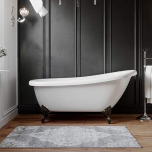 freestanding 67" acrylic slipper bath tub with 7" faucet hole drillings & oil rubbed bronze feet- "miller"