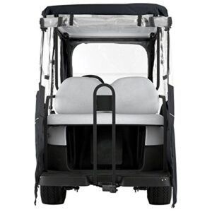 Classic Accessories Fairway Long Roof 4-Person Deluxe Golf Cart Enclosure, Black with Clear Windows