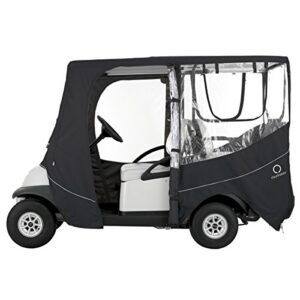 Classic Accessories Fairway Long Roof 4-Person Deluxe Golf Cart Enclosure, Black with Clear Windows